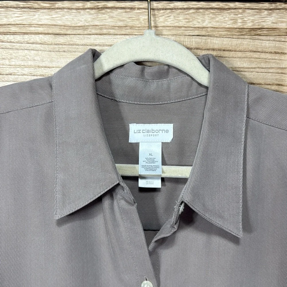 Liz Claiborne Shirt Men's Taupe Button-Down Long Sleeve XL - Picture 5 of 10